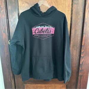 Cabela's Black Hoodie with Pink Logo